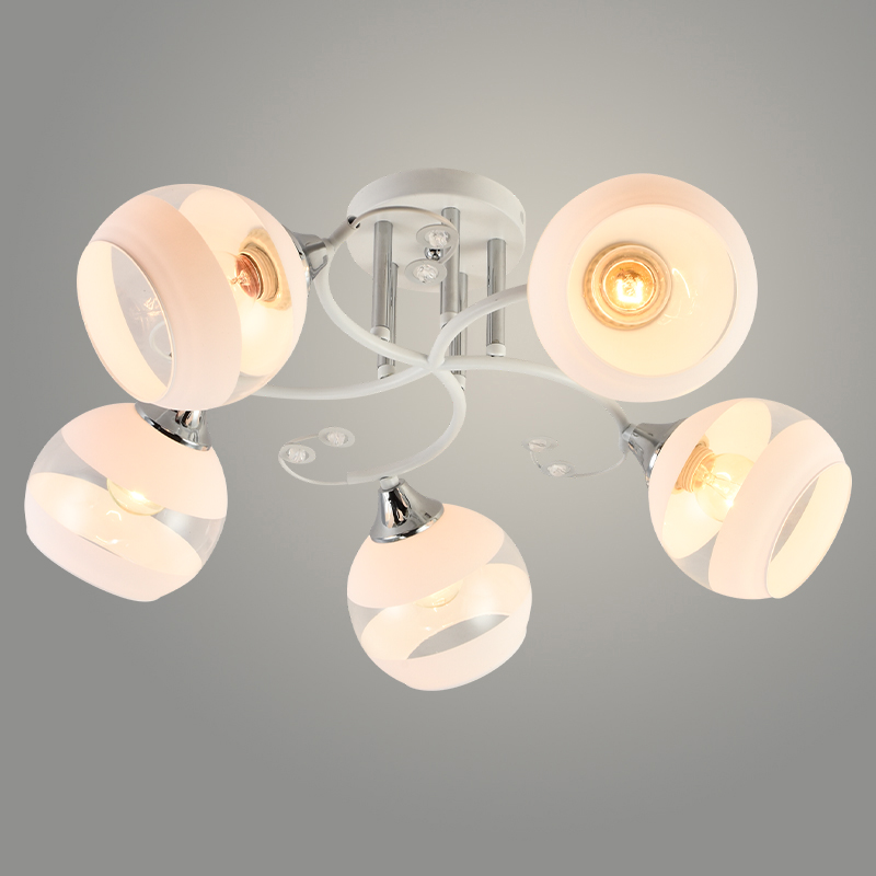 Люстра XA1458B/5 WH+CR белый/хром 5х60W E27 d560 h240, HN23