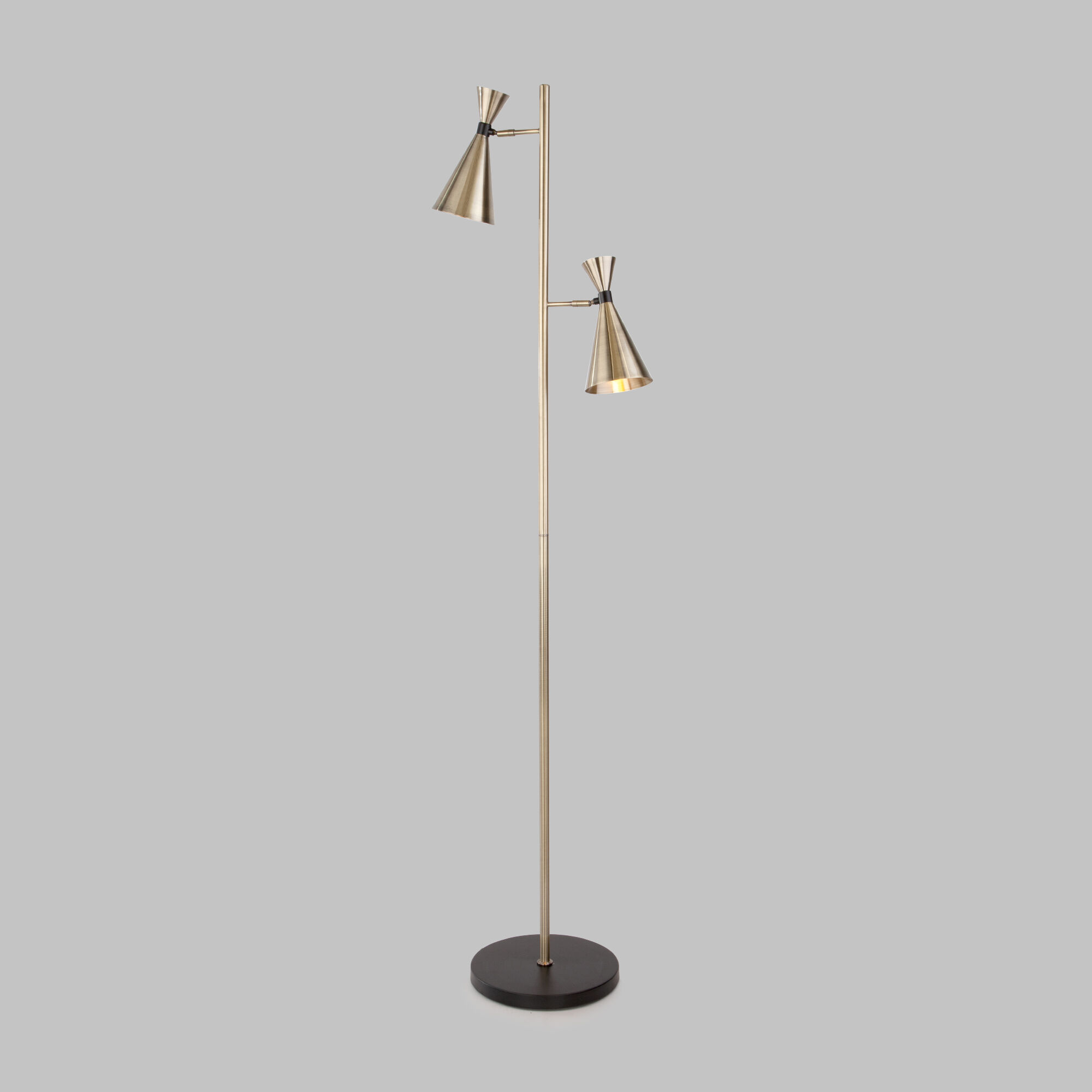 Торшер с поворотными плафонами 01109/2 латунь / черный EUROSVET