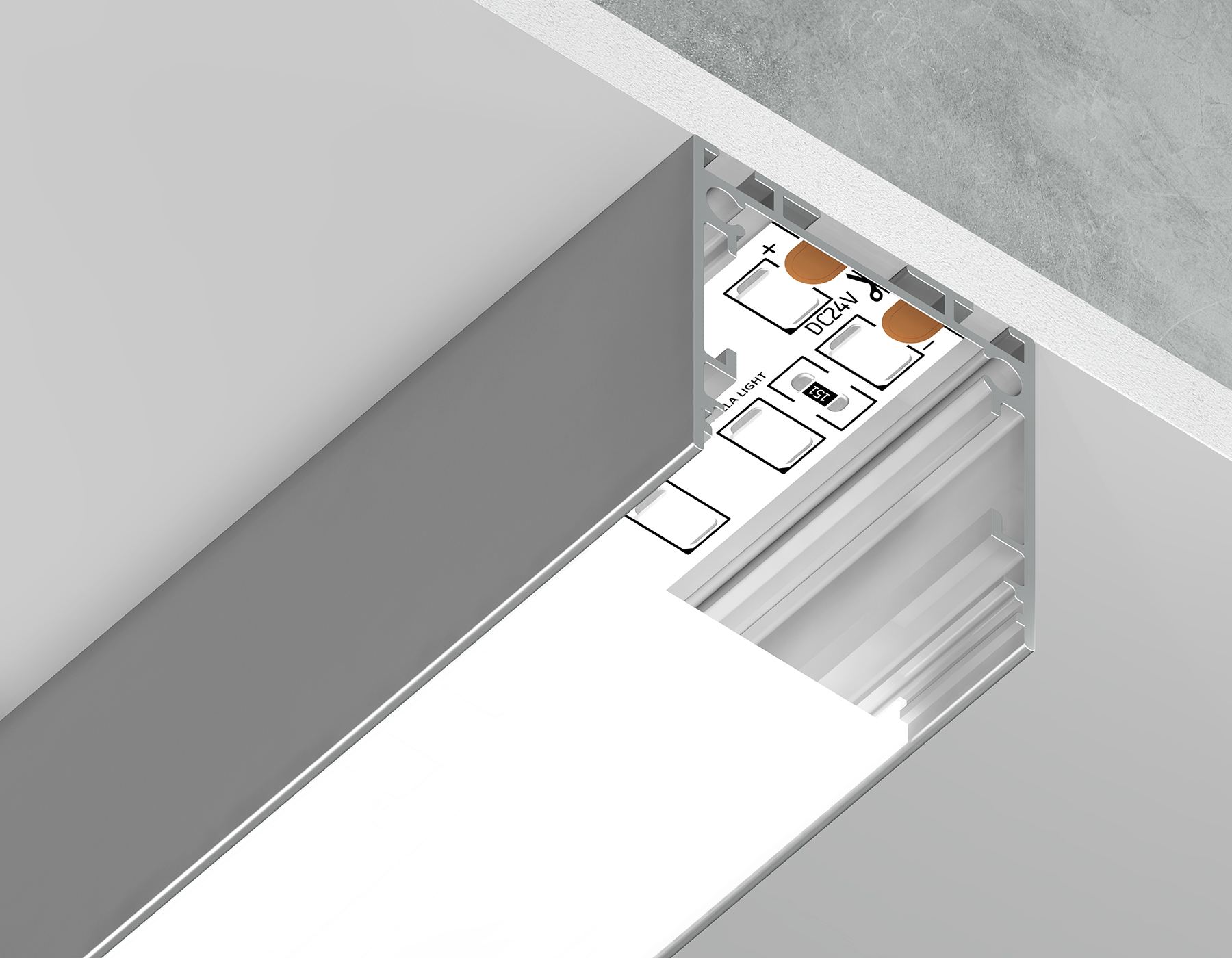 Алюминиевый профиль накладной/подвесной "Profile System" GP2500AL серебро 2000*25*25 (до 23мм)
