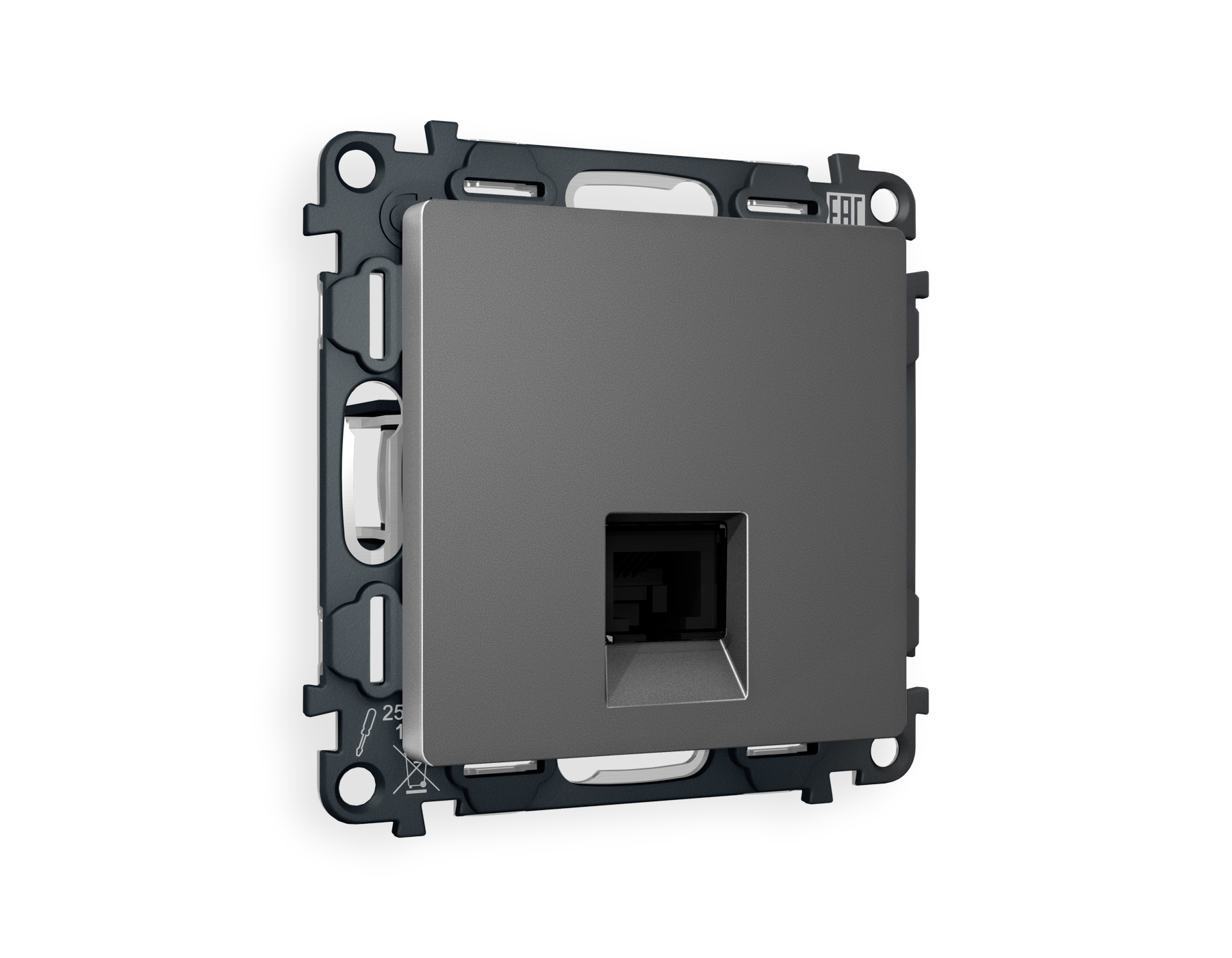 MA662010 Комплект механизма компьютер розетки ALFA Антрацит серы RJ-45(8P8C) шт QUANT(AP6620, VM188)