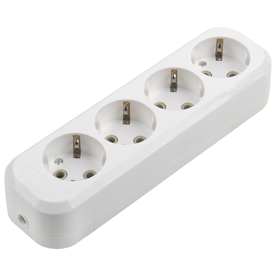 Розеточная колодка GSB-16-4-G-IP20 Easy, 16А, 4 места, с заземлением, без выключателя, IP20