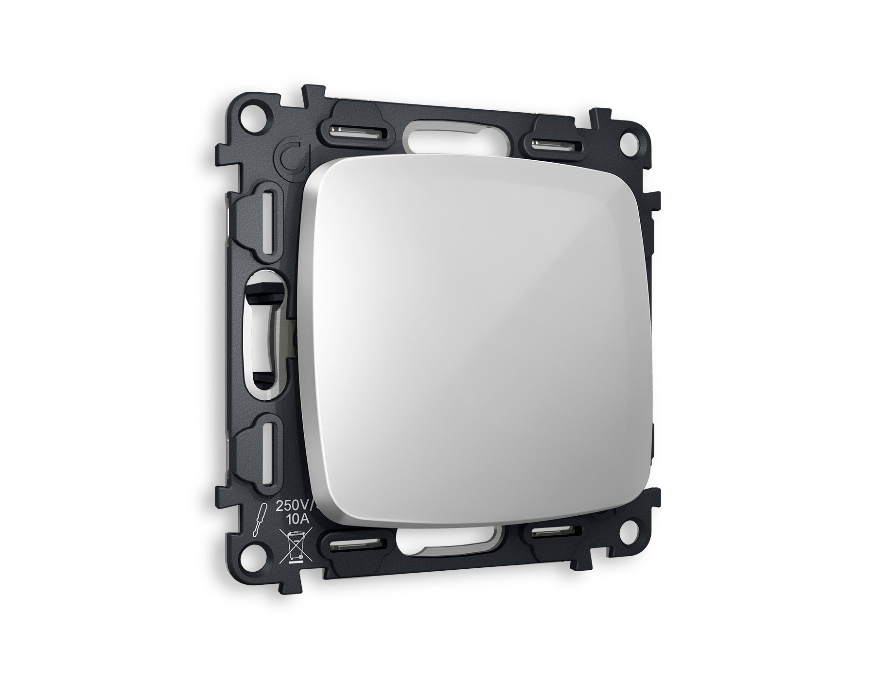 MO401010 Комплект механизма 1-кл выключателя OMEGA Серебро глянец QUANT (OP4010, VM101)