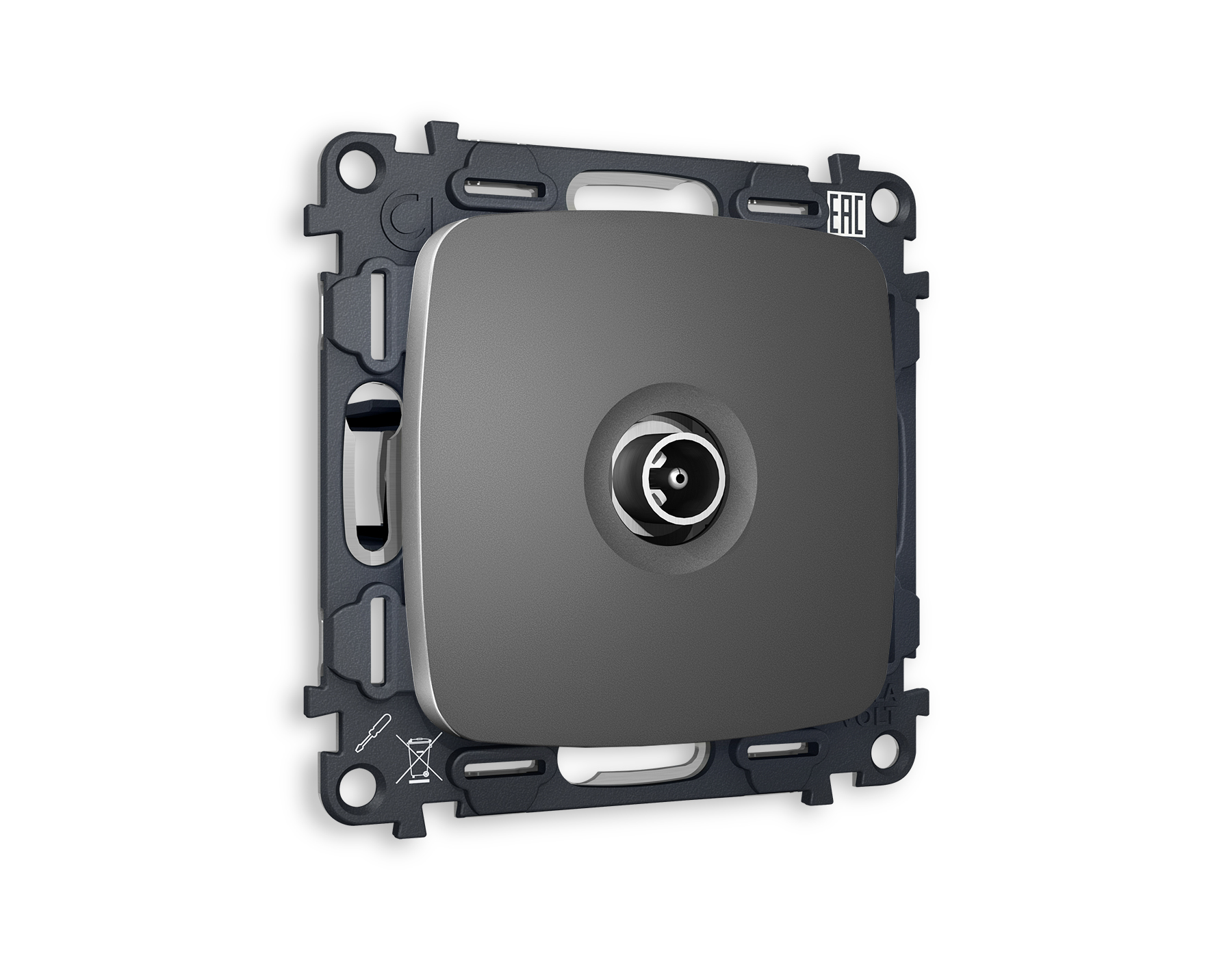 MO663010 Комплект механизма TV розетки оконеч OMEGA Антрацит серы 50-870 MHz 1dB QUANT(OP6630,VM202)