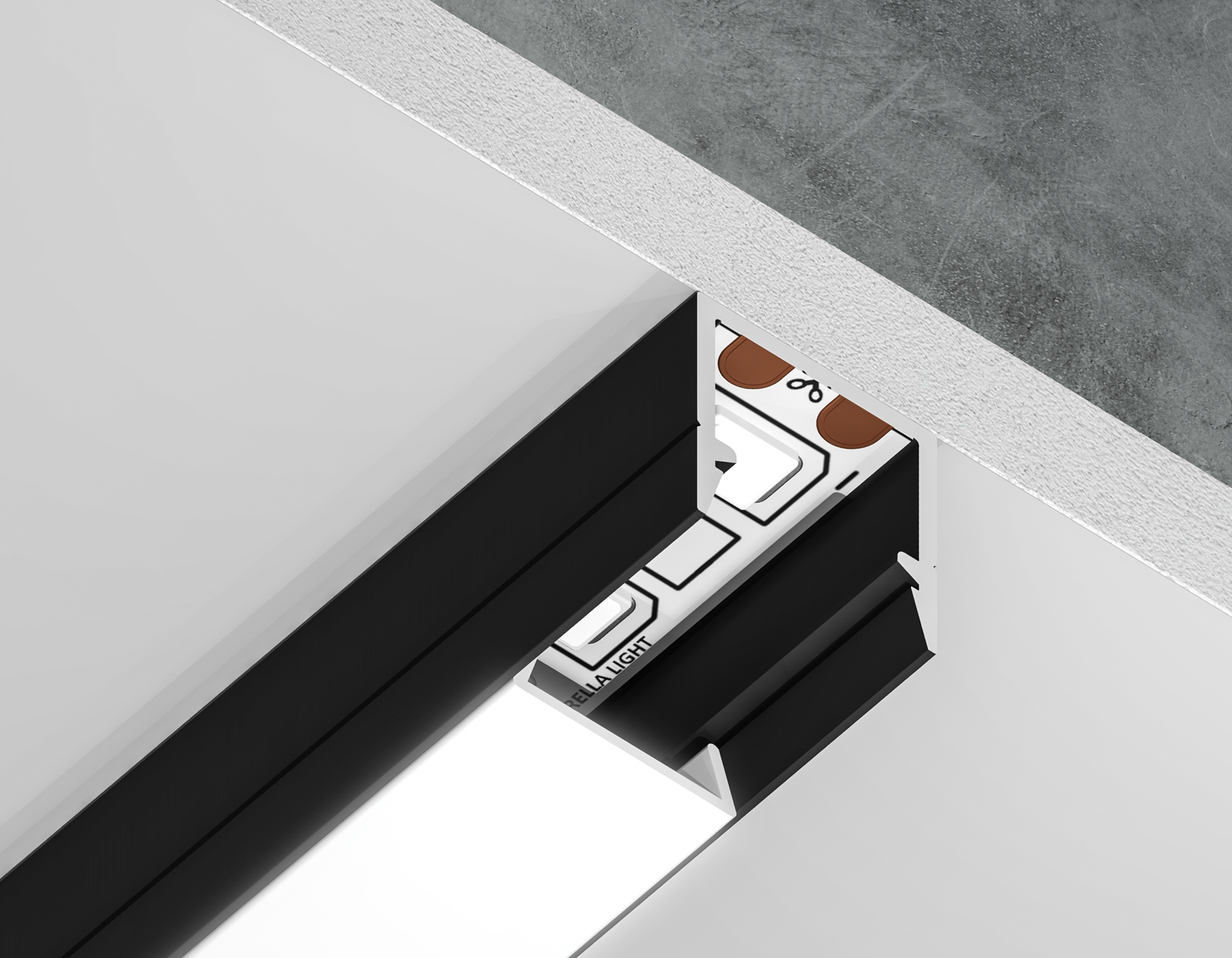 Алюминиевый профиль накладной GP1650BK черный 2000*10*10, 4 заглушки, 4 крепления в комплекте