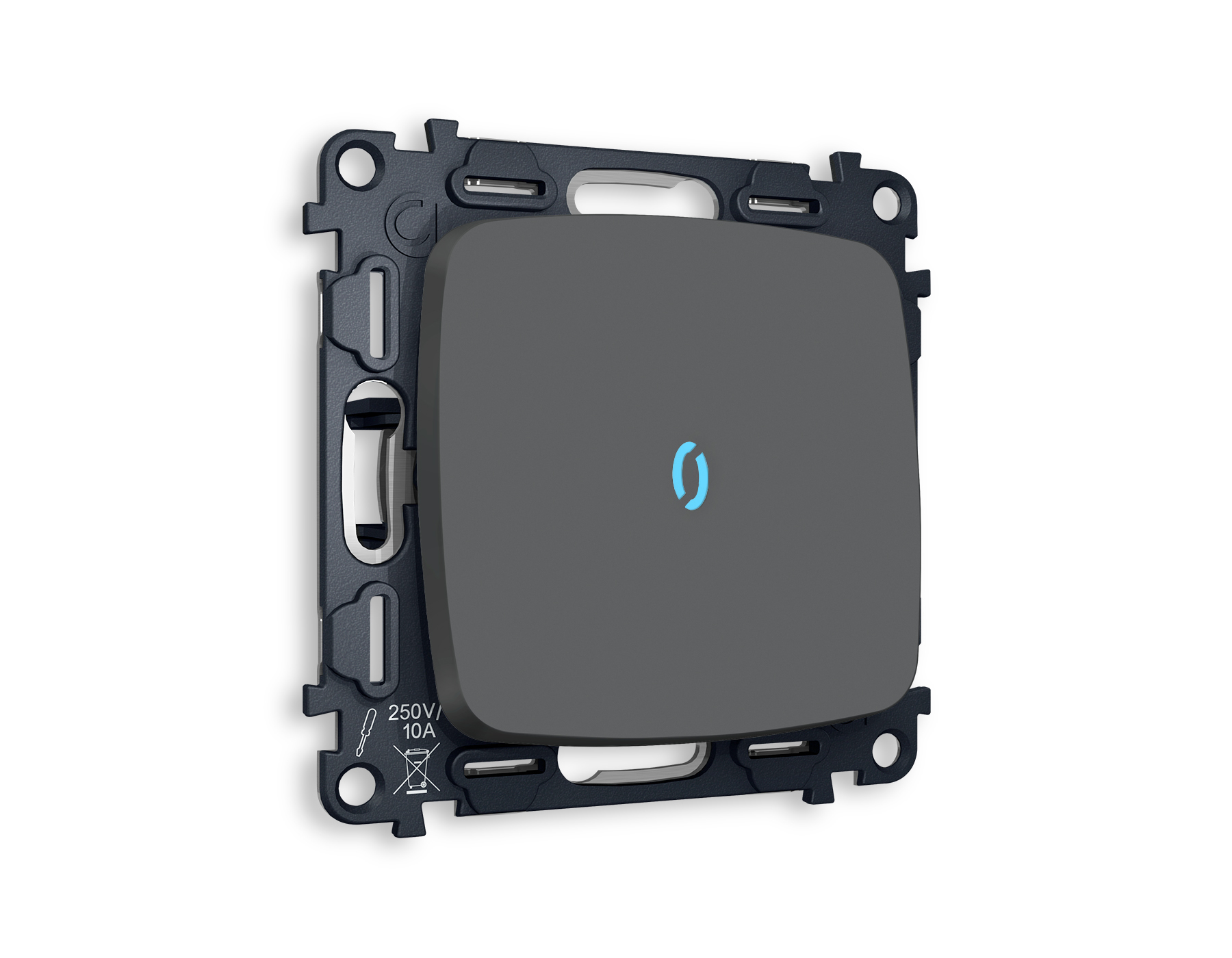 MO902040 Комплект механизма 1-кл прох.выкл подсв 10000K OMEGA Графит мяг/касQUANT(OP9020, M105,G29B)