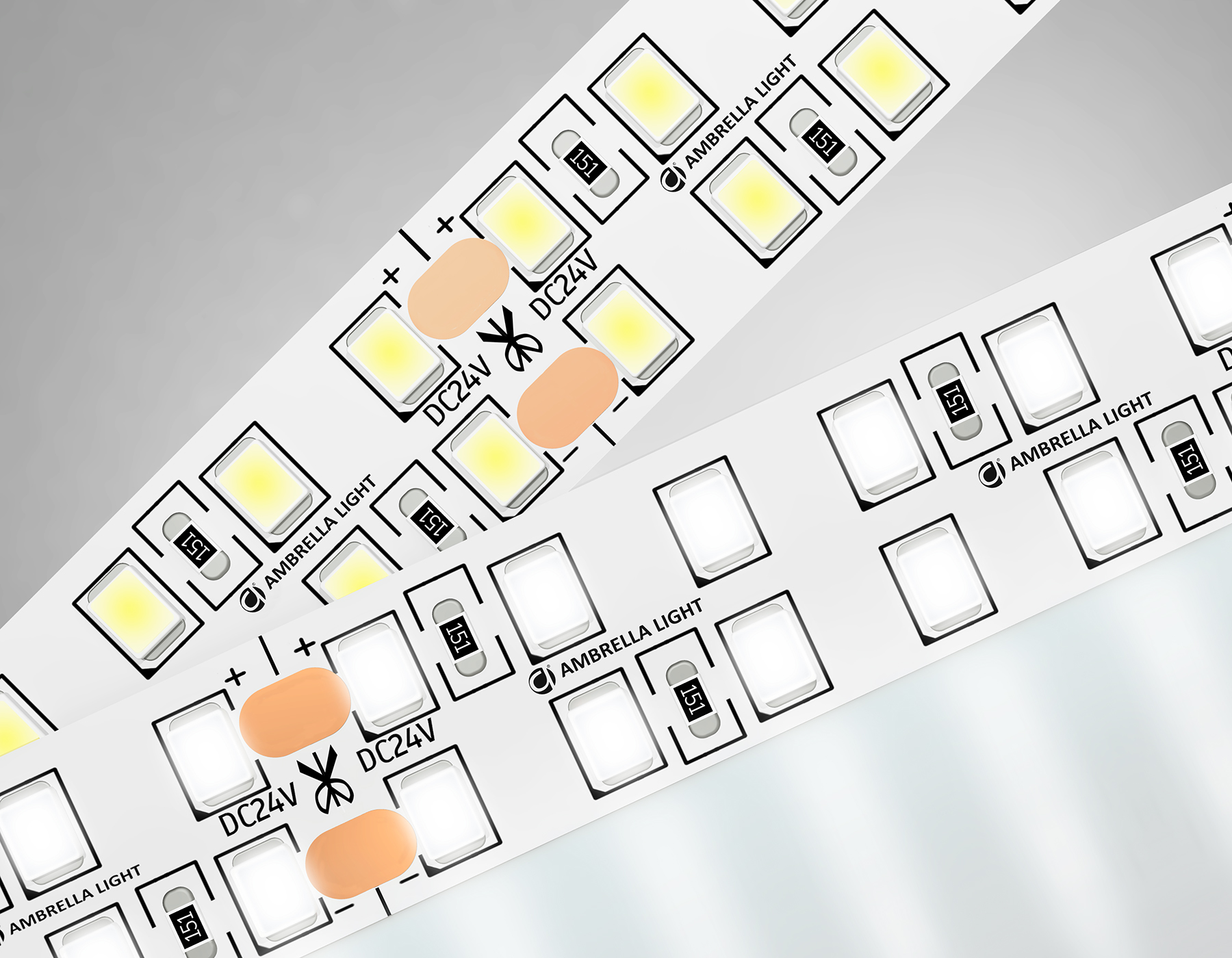 Светодиодная лента AMBRELLA GS3702 2835 240Led /24W m/ 24V IP20 4500K/ 5000*14*1.2mm (2 конт.)