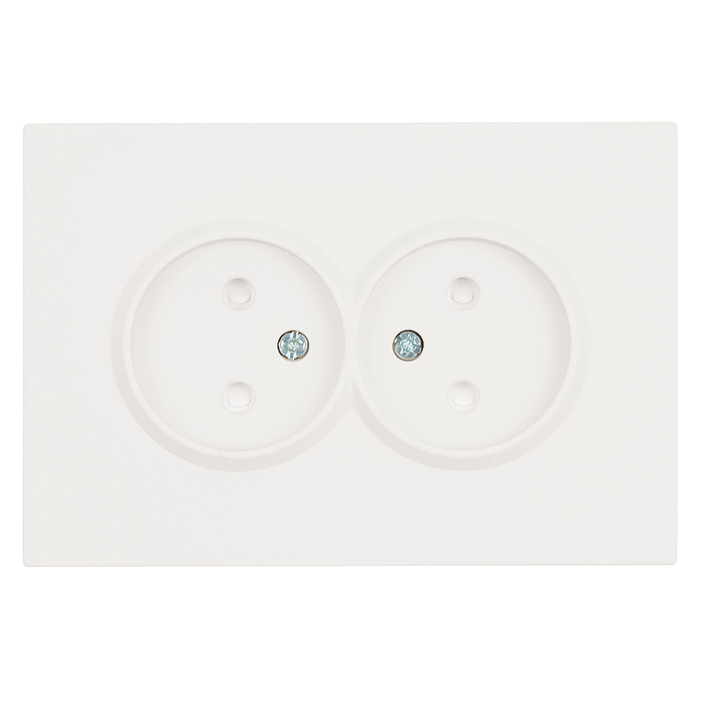 Розетка 2-местная с з/ш, б/з, СЗК, 250В, 16А, серия Эмили, RST16-5116-01ZK, белый фарфор, soft touch