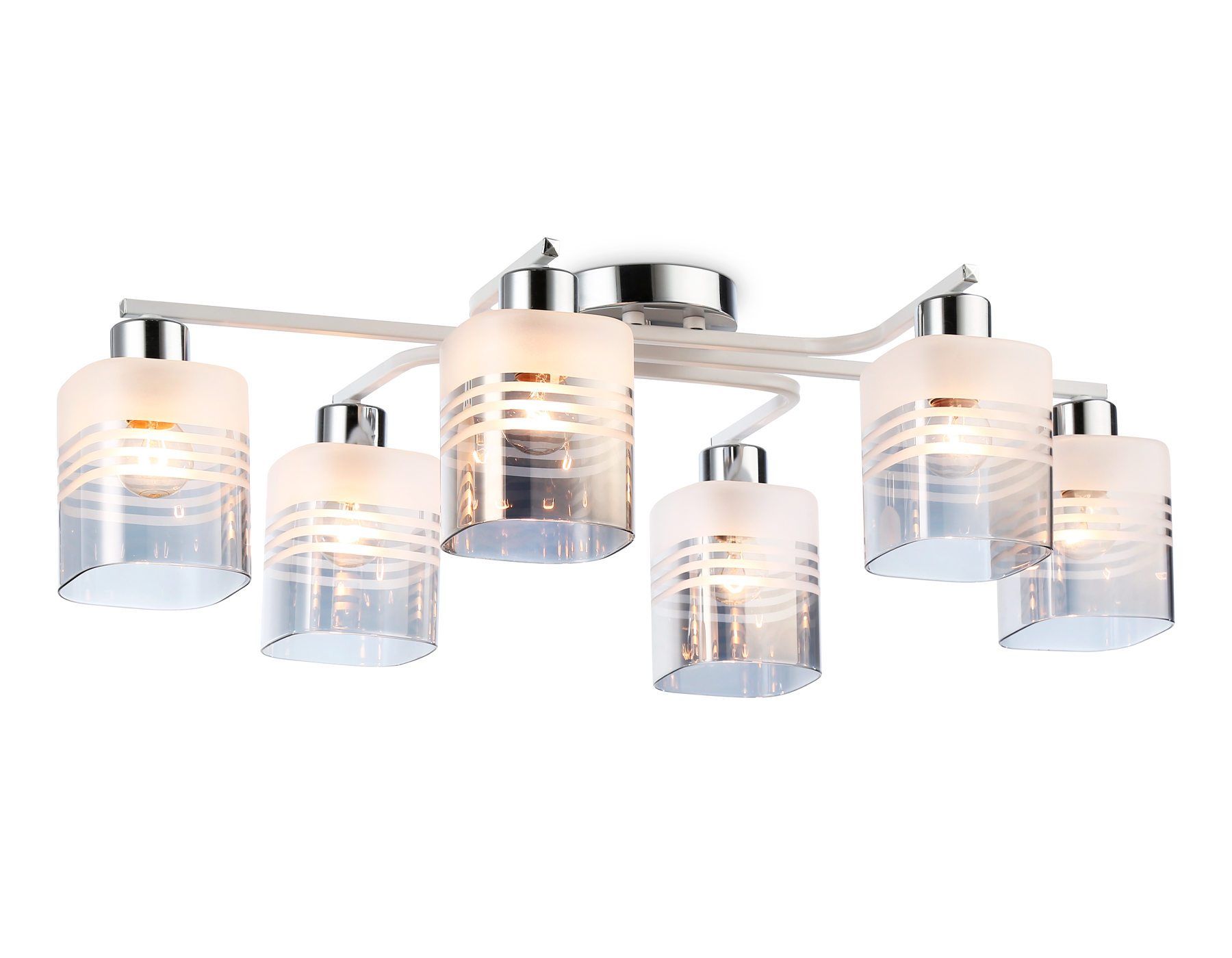 Люстра подвесная Ambrella TR303207/6 WH/CH/SM/FR белый/хром/дымчатый/белый матовый E27*6 max 60W 710