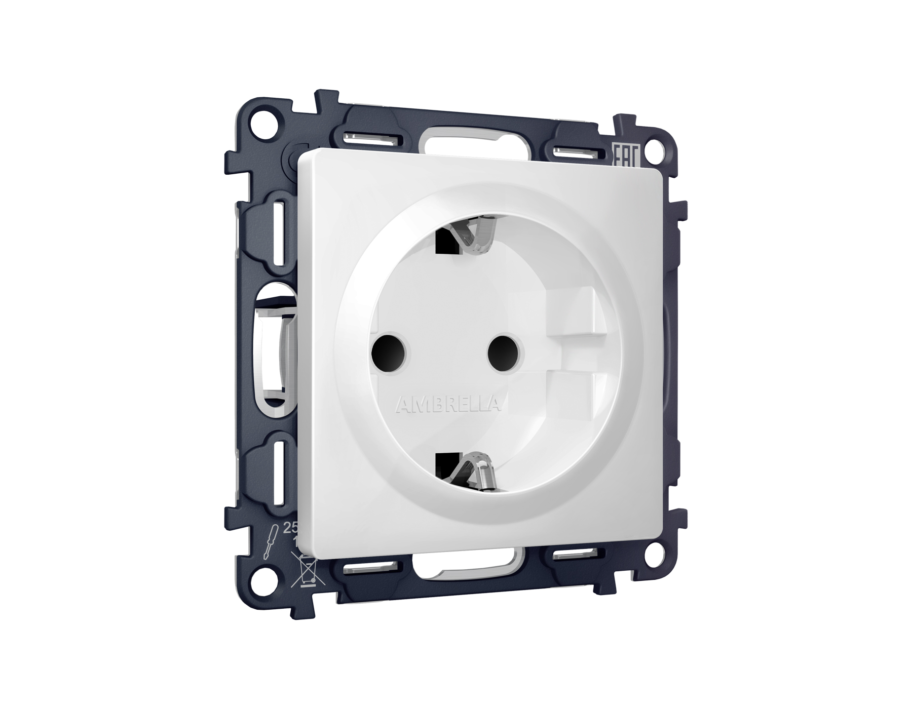 MA127010 Комплект механизма электр розетки ALFA Белый матовый с/з с шторками QUANT (AP1270,VM141)