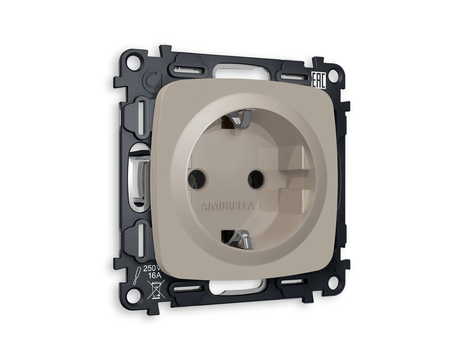 MO366010 Комплект механизма электр розетки OMEGA Серо-бежев матовый с/з винт/заж QUANT(OP3660,VM141)