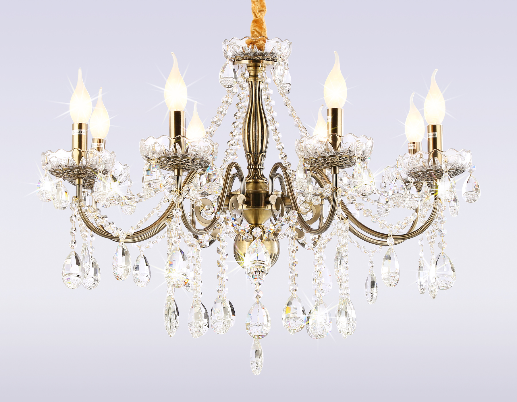 Подвесная люстра с хрусталем Ambrella TR4950/8 SB/CL бронза/прозрачный E14/8 max 40W D620*585