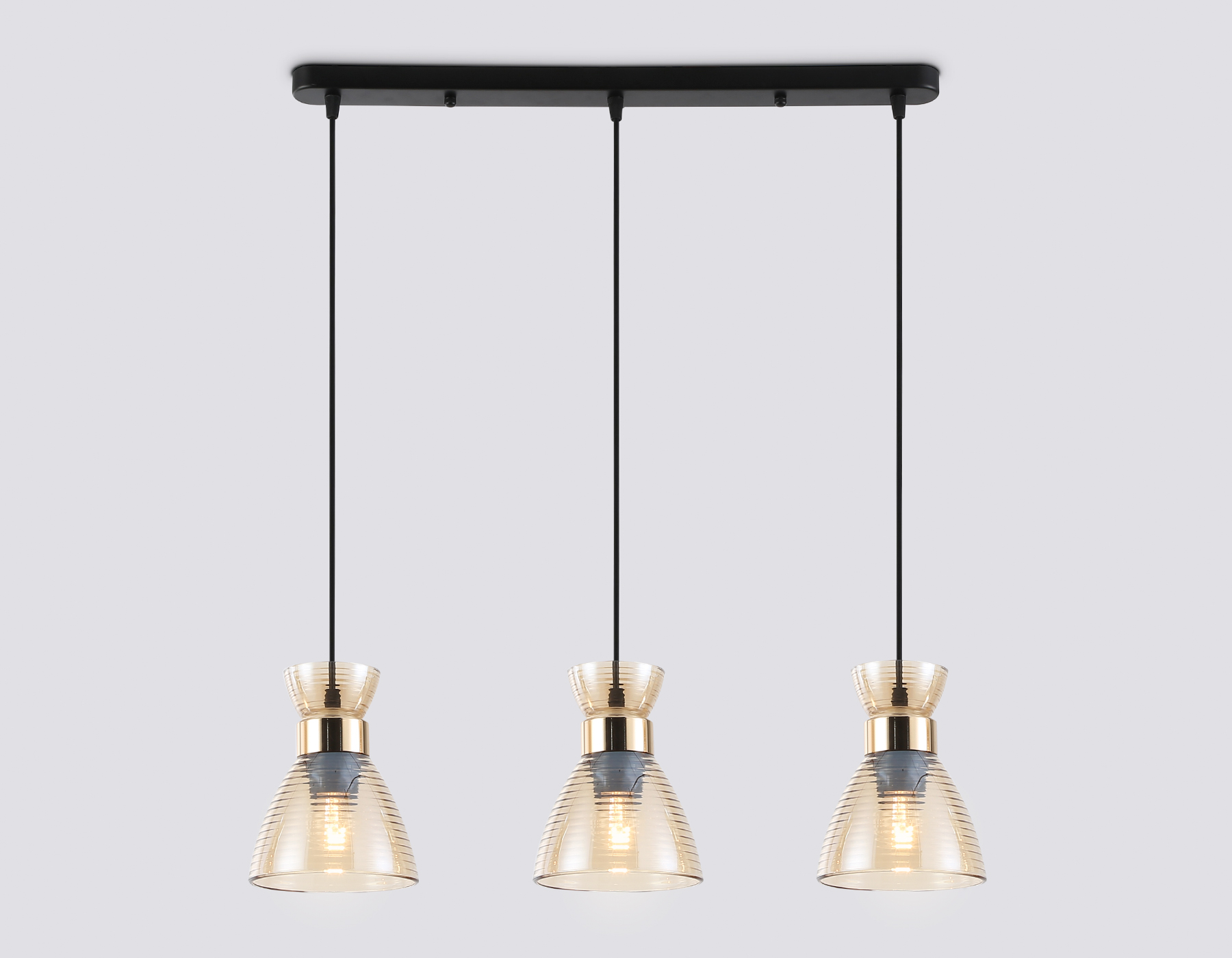Светильник подвесной Ambrella TR3404/3 BK/FGD/TI черный/золото/янтарь E27/3 max 60W 550*135*1000