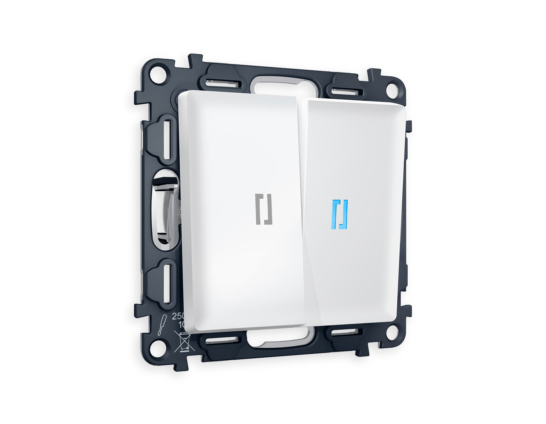 MA124020 Комплект механизма 2-кл выкл с подсветкой 10000K ALFA Белый матов QUANT (AP1240,VM115,G17B)