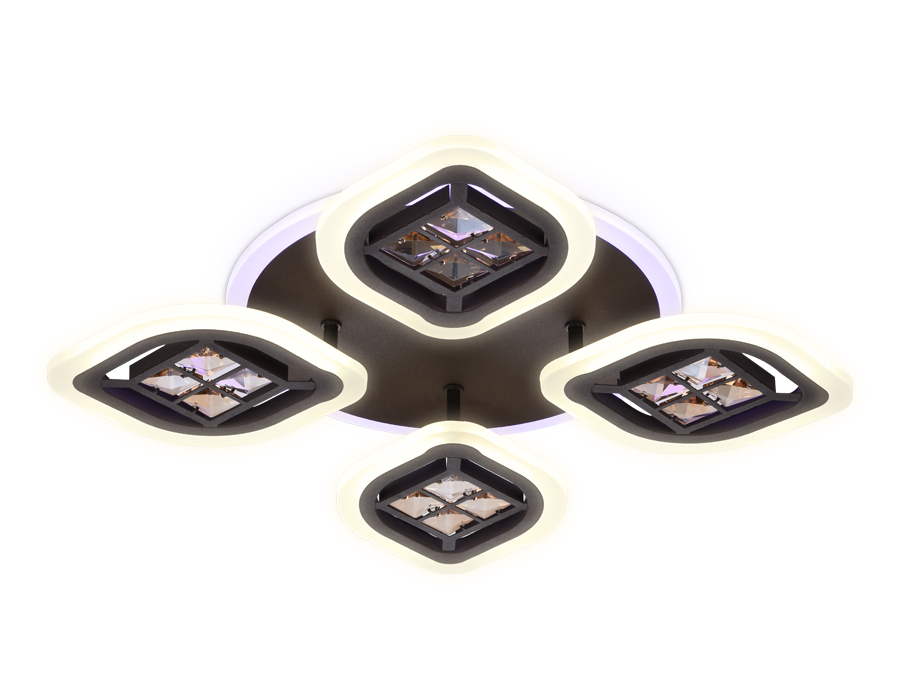 Светильник Ambrella FA281/4 CF/TI кофе/янтарь 69W 530*530*80(ПДУ РАДИО 2.4G)