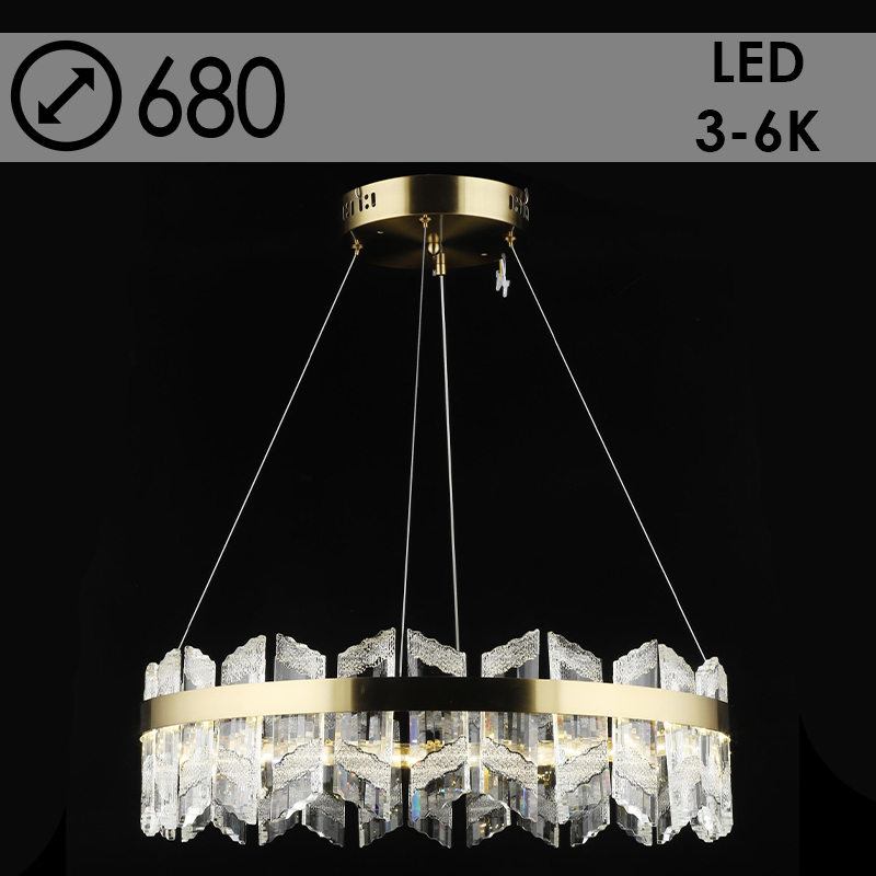 Люстра E2597/74W COP медь/хрусталь 74W LED 3000-6000K d600 h600, QH24