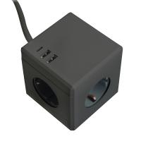 Удлинитель STEKKER HM10-41-01 3-местный с/з 1.5м, 6А, 2USB+1С, 5V 3,1А серия Comfort,черный