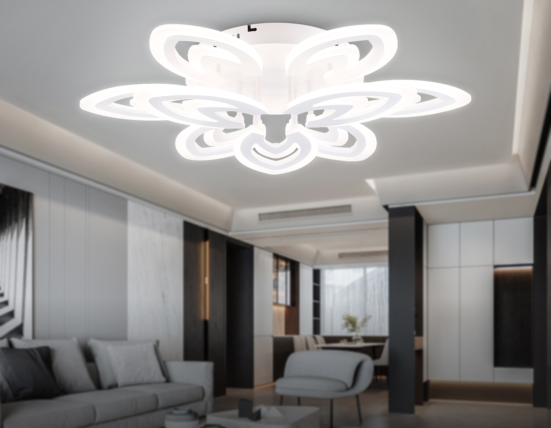 Светильник Ambrella FA4547/3+3 WH белый 3000K-6400K 113W 650*470*110 (ПДУ ИК)