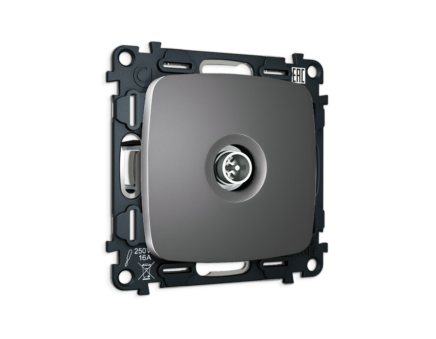 MO663005 Комплект механизма TV розетки оконечной экранированной 5-1000MHz 3dB OMEGA Антрацит серый Q