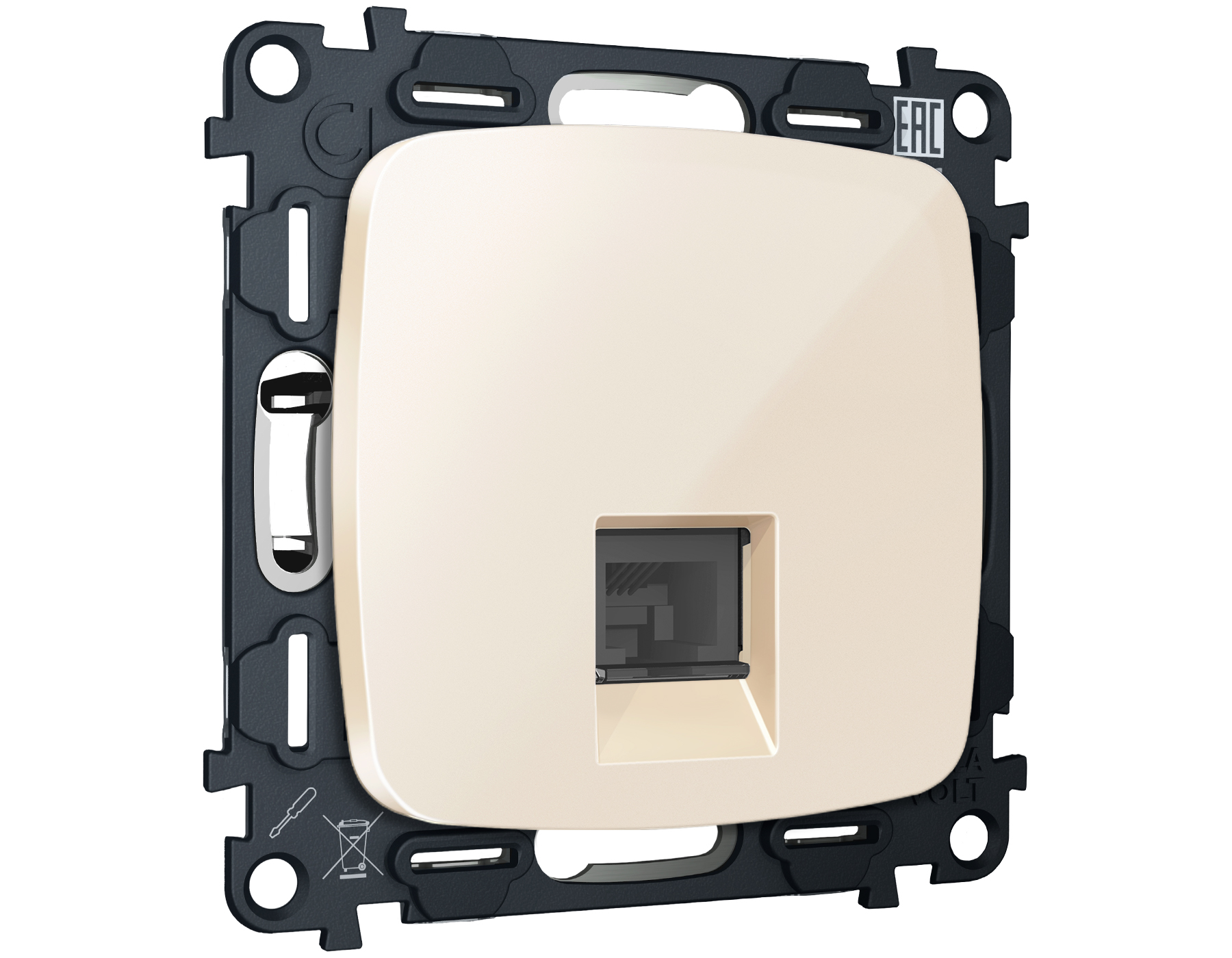 MO312005 Комплект механизма компьютерной розетки RJ-45 экранированной с автоматической защитной штор