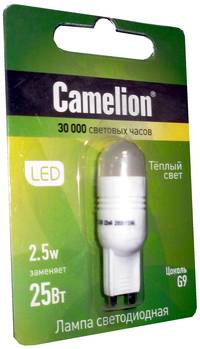 Лампа CAMELION LED2.5-G9/830/G9 220V 2.5W (1/10/100)