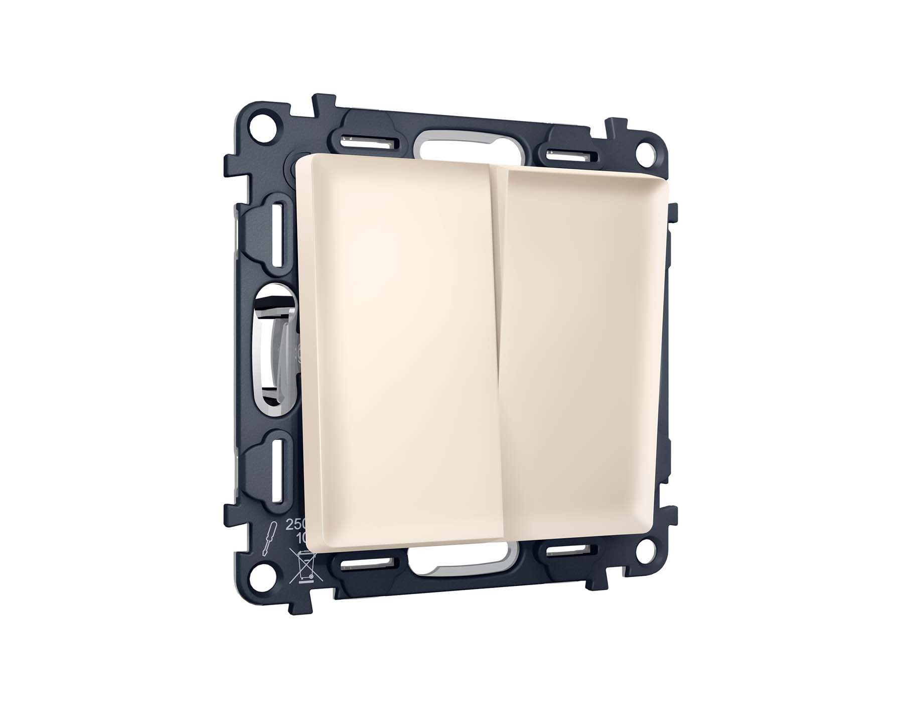 MA323030 Комплект механизма 2-клавишного перекрестного выключателя 10A-250V ALFA Бежевый матовый QUA