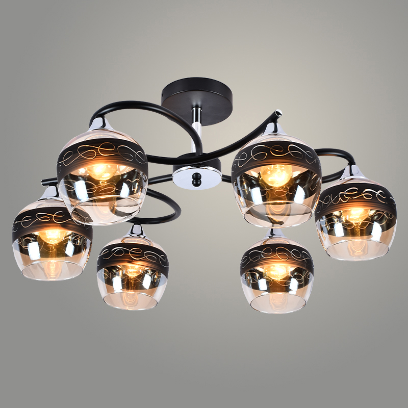 Люстра DA5123B/6 BK+CR хром/черный 6х60W E27 d625 h290