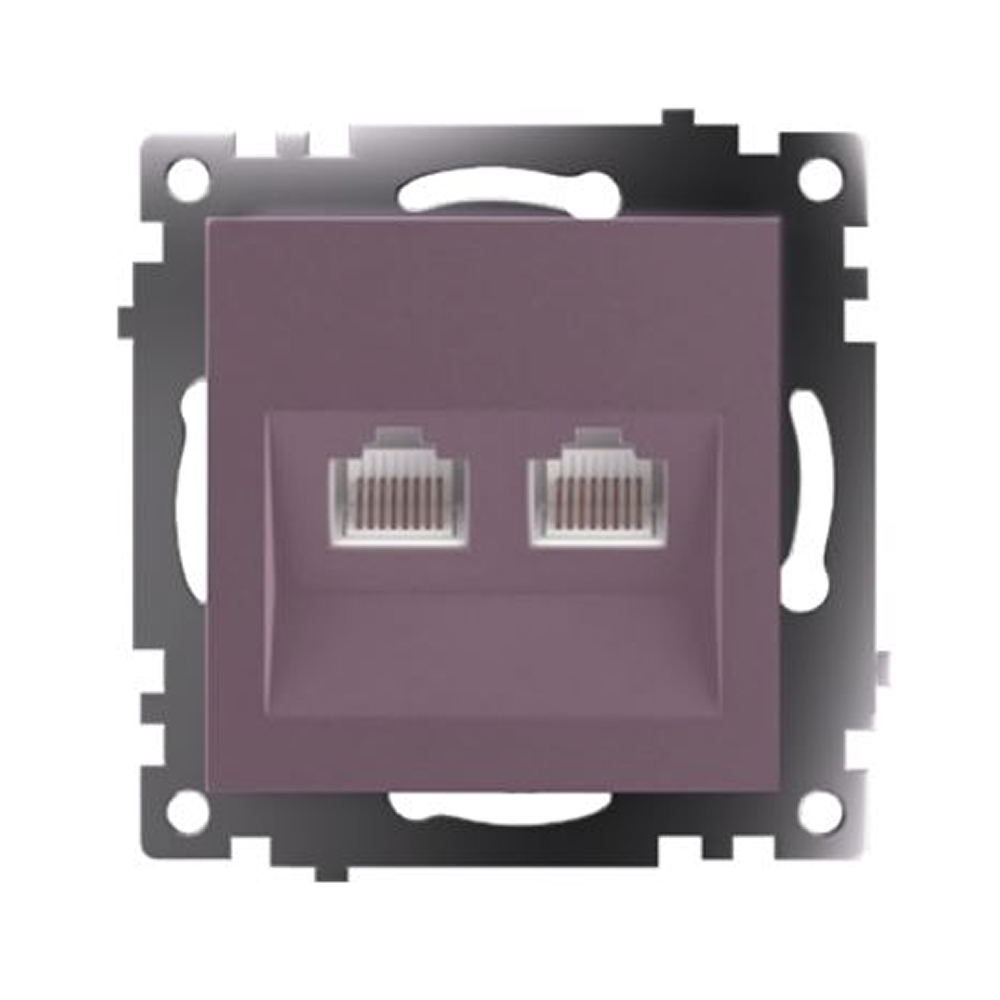 Розетка компьютерная 2-местная RJ-45 (механизм), серия Катрин, GLS00-7109-04, шоколад