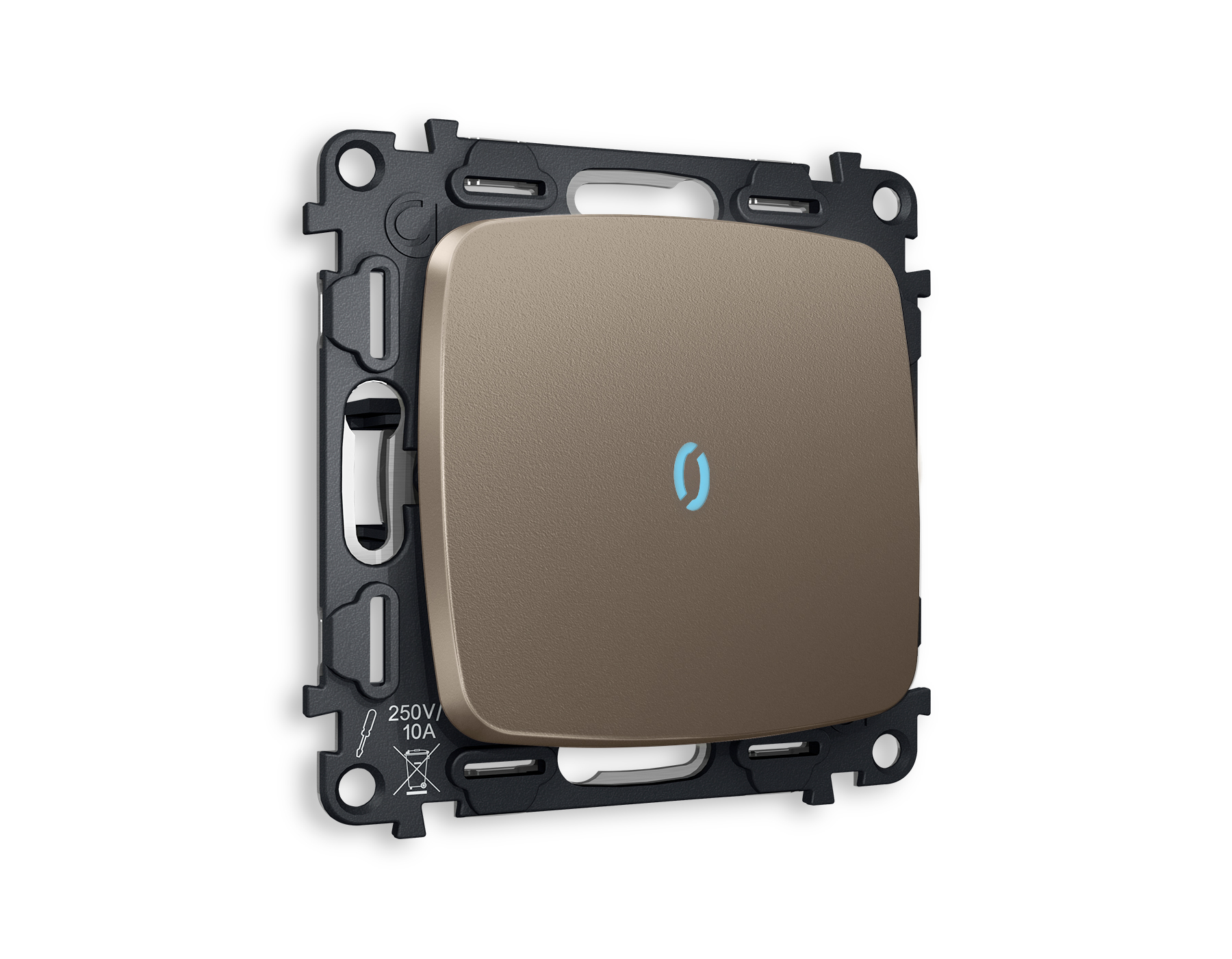 MO632040 Комплект механизма 1-кл прох.выкл подсв10000K OMEGA Тем/бронза мат QUANT(OP6320,VM105,G29B)