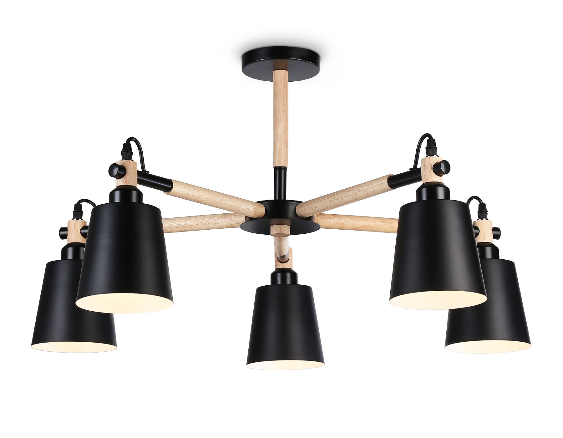 Люстра подвесная Ambrella TR82211/5 BK/LW черный/светлое дерево E27/5 max 40W D780*430