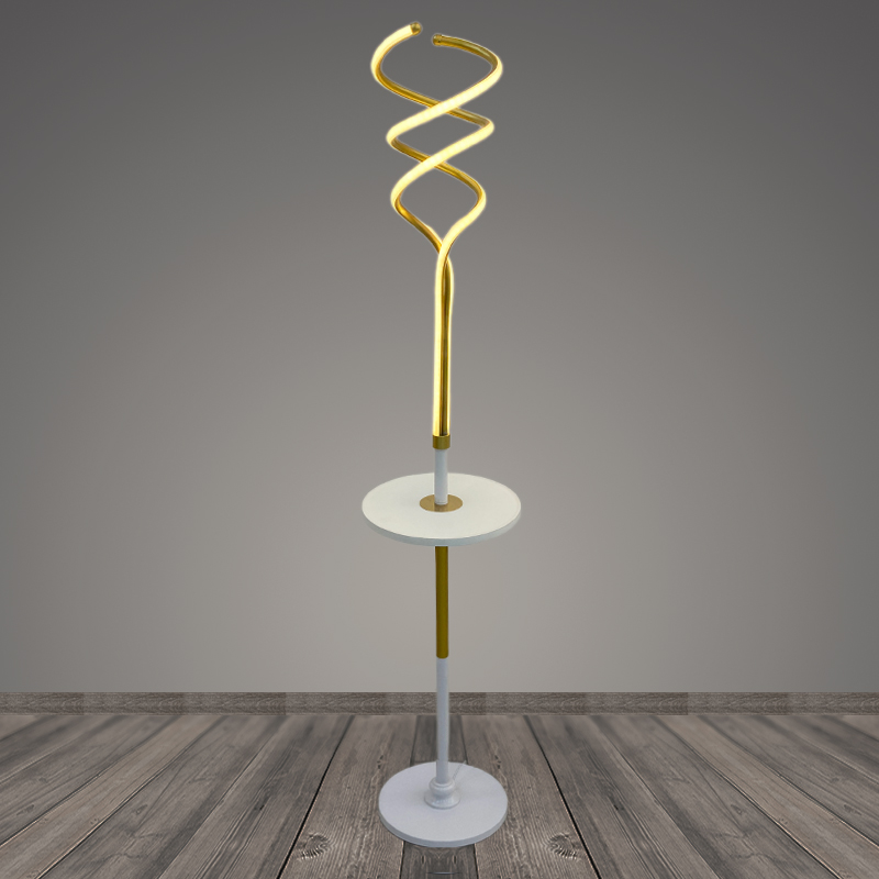 Торшер со столиком 10044 WT+GD белый+золото 1х40W LED h1520, BTH