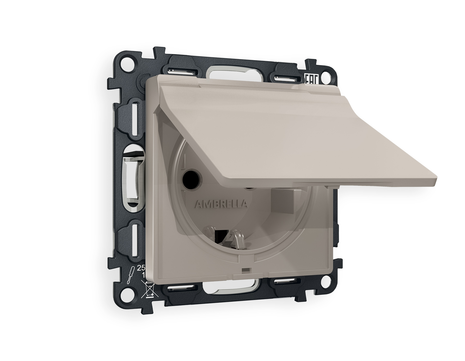 MA368010 Комплект механизма электр розетки ALFA Серо-беж матов с/з штор/кр IP44 QUANT (AP3680,VM141)