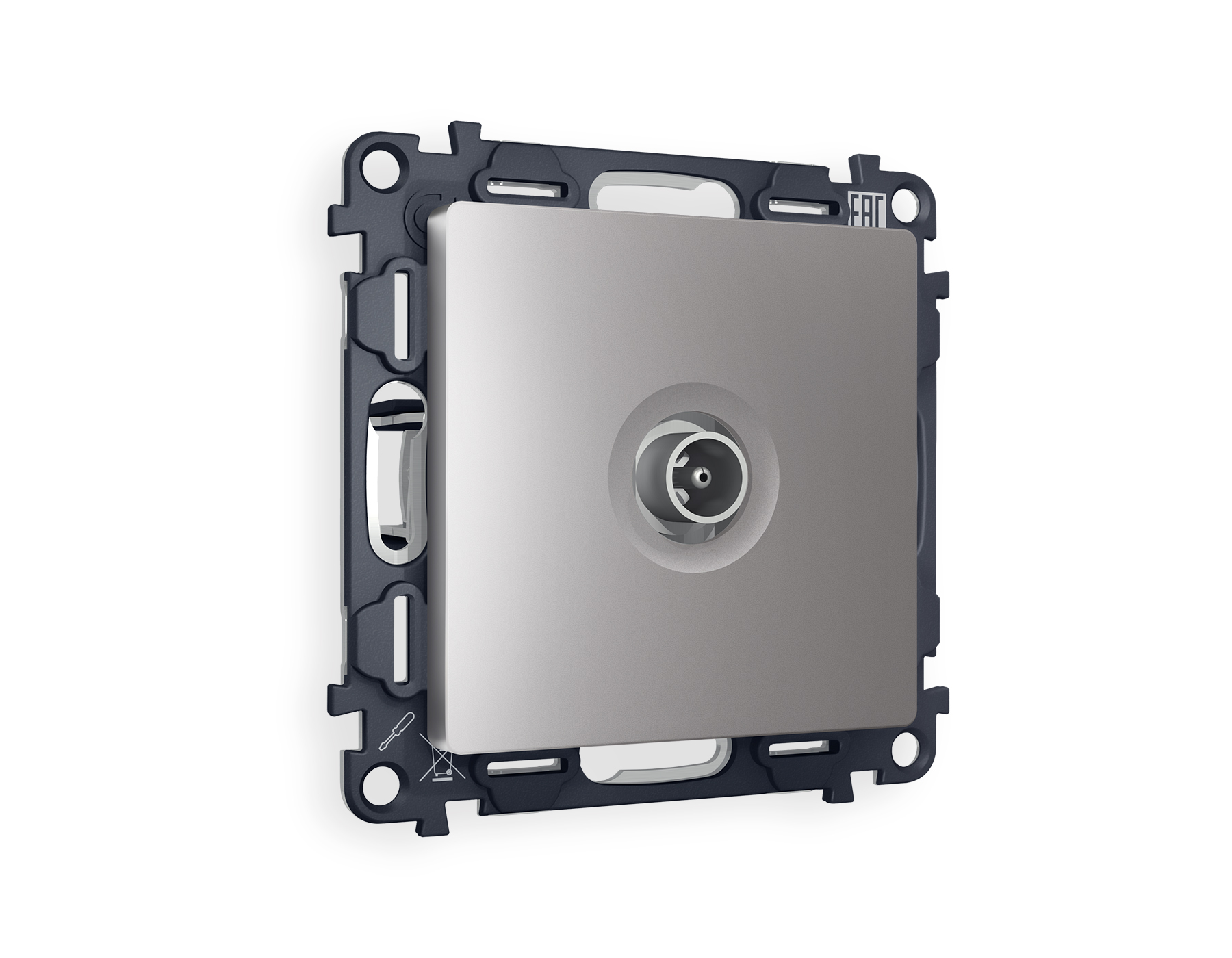 MA513030 Комплект механизма TV розетки прох ALFA Сталь матовый 5-1000 MHz 4dB QUANT (AP5130,VM211)