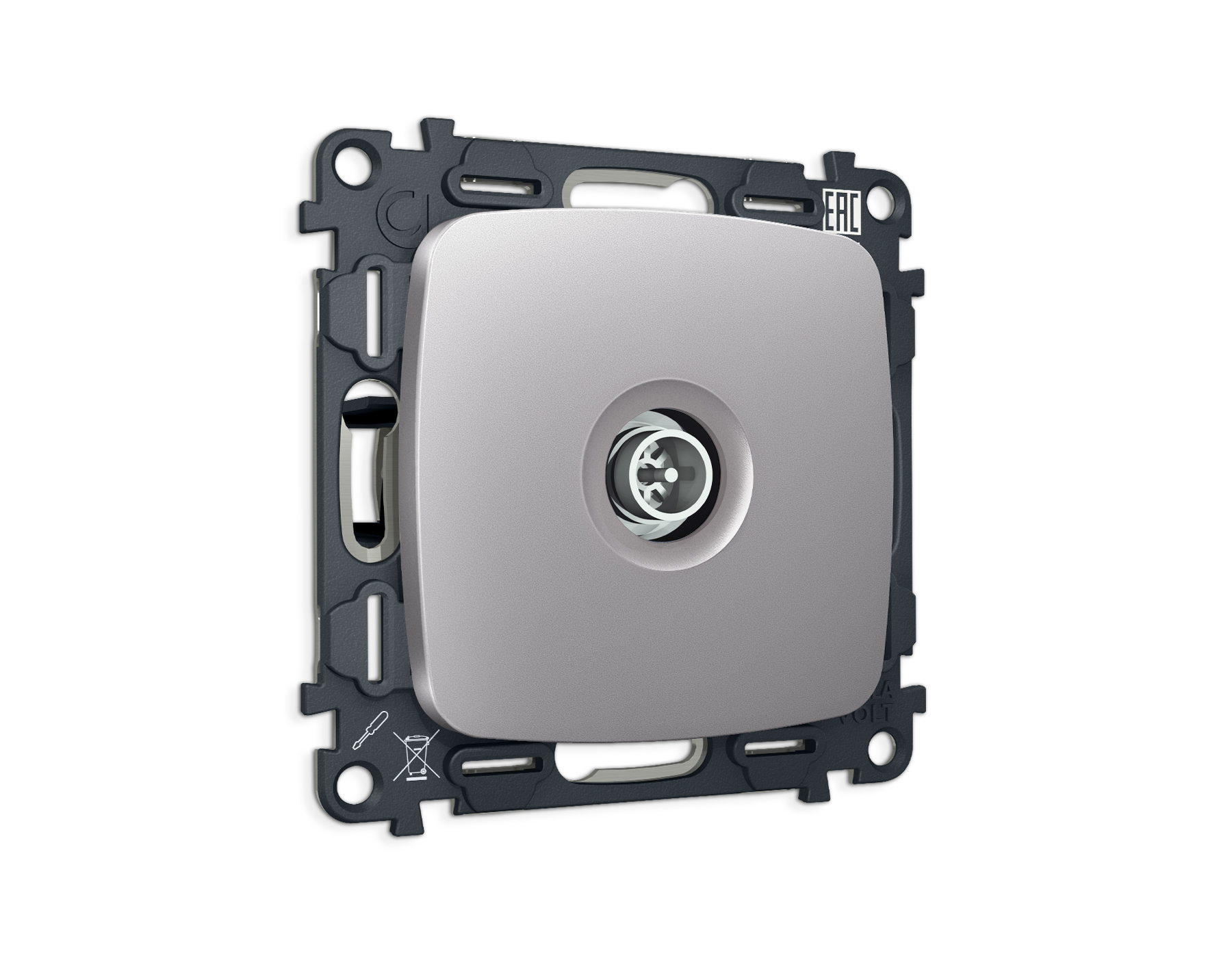 MO513005 Комплект механизма TV розетки оконечной экранированной 5-1000MHz 3dB OMEGA Сталь матовый QU