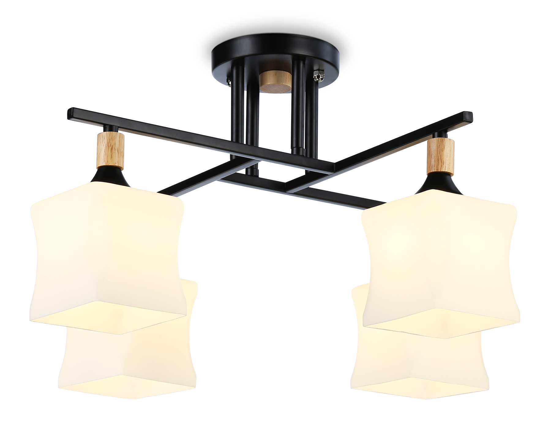 Светильник подвесной Ambrella TR9497/4 BK/FR черный/белый матовый E27/4 max 40W D495*280
