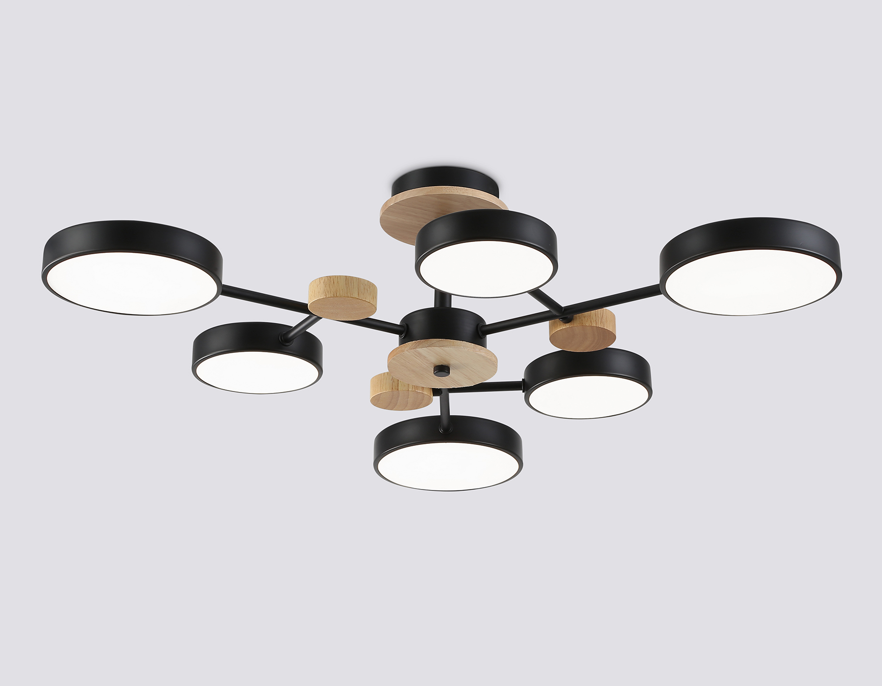 Светильник светодиодный подвесной AMBRELLA FL4863/6 BK/WD черный/дерево 90W 3000-6000K (без ПДУ)