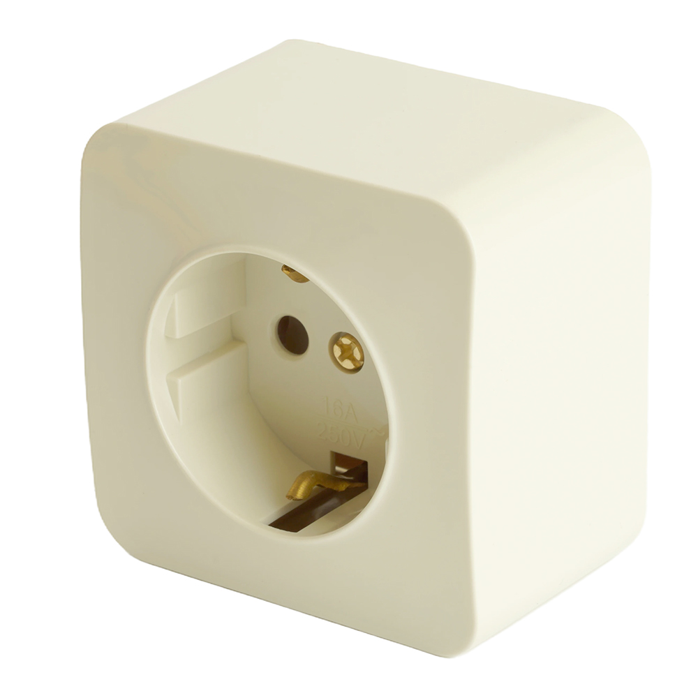 Розетка 1-местная с/з, серия София, 250В, 16А, IP20, MST16-11-04, слоновая кость (10/200)