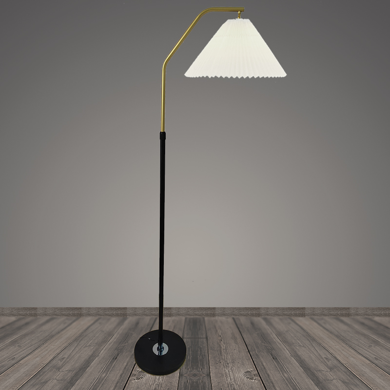 Торшер T2095 BK+GD черный+золото/белый абажур 1x40W E27 h1580, BTH23