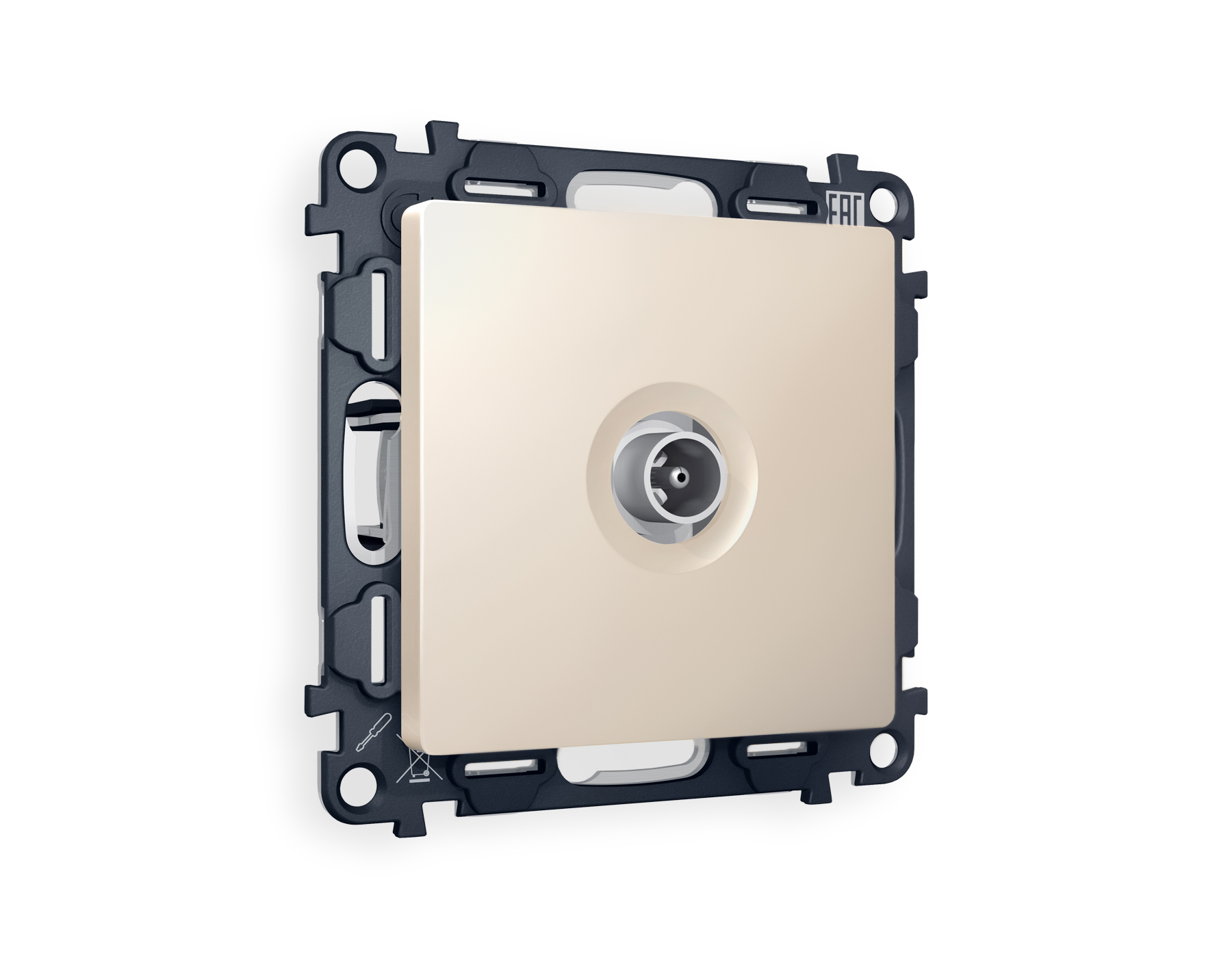 MA333010 Комплект механизма TV розетки оконеч ALFA Бежевый матов 50-870 MHz 1dB QUANT (AP3330,VM202)