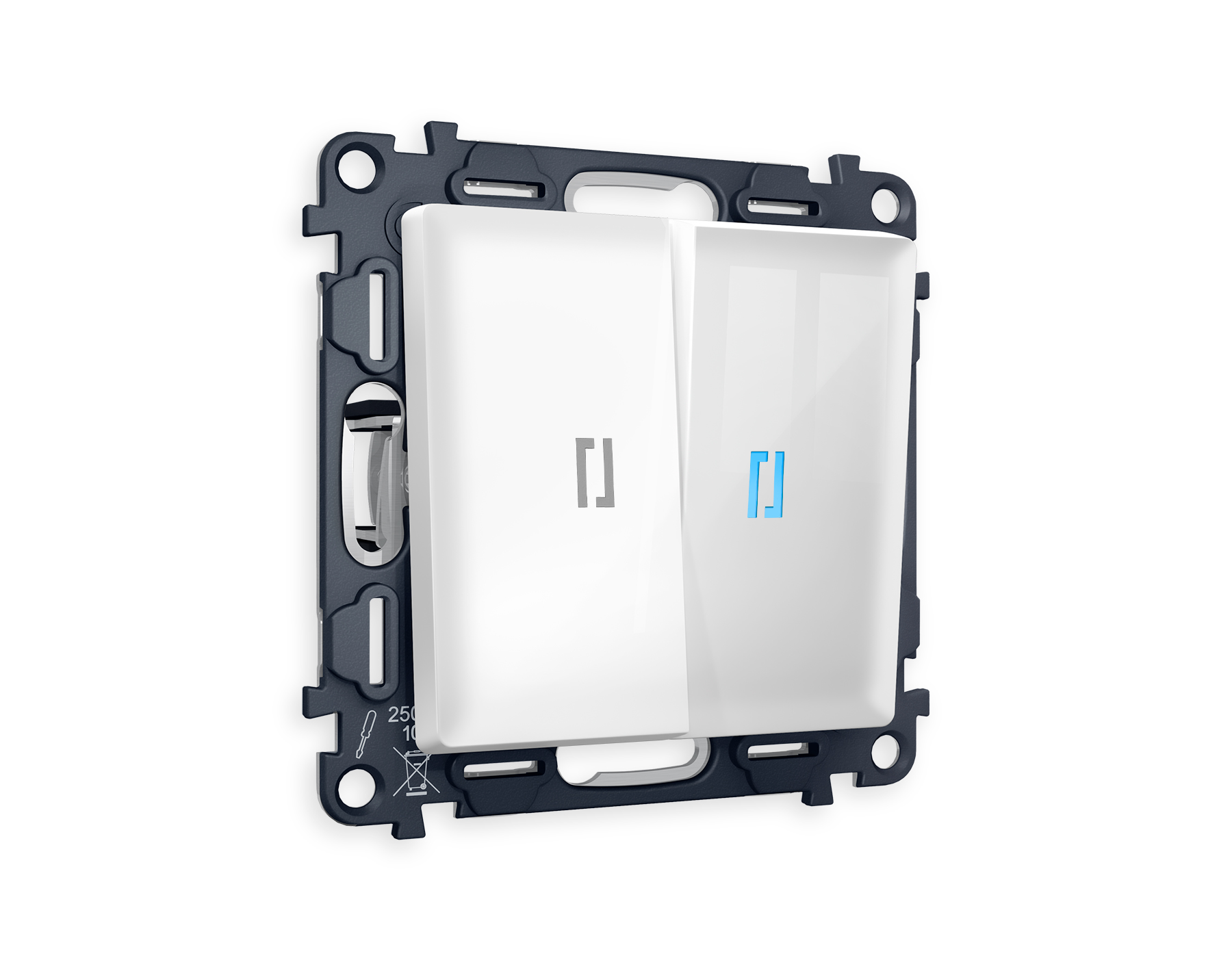 MA104020 Комплект механизма 2-кл выкл с подсв 10000K ALFA Белый глянец QUANT (AP1040,VM115,G17B)