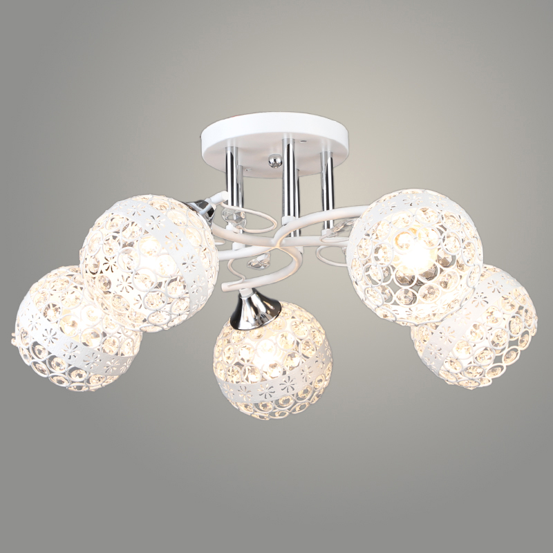 Люстра N6431/5 WT+CR белый/хром 5x60W E27 d510 h235 crst, QH24