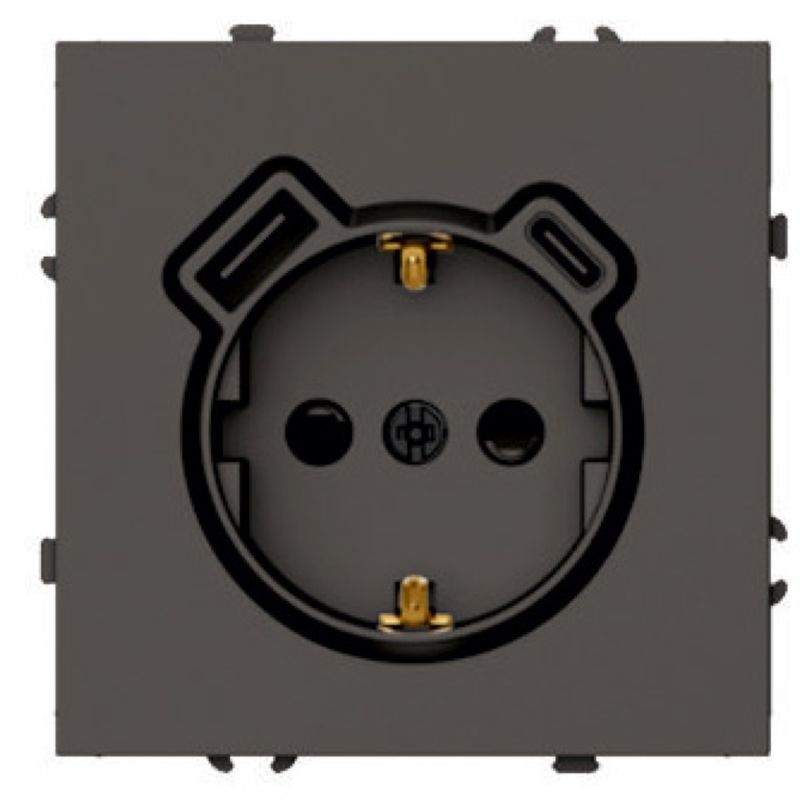 Розетка 1-местная з/ш с/з 16А + USB + Type C (механизм), 250В, 20W, серия Эмили, RST16-5119-09, антр