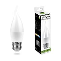 Лампа светодиодная FERON LB-97 7W 230V E27 4000K свеча на ветру