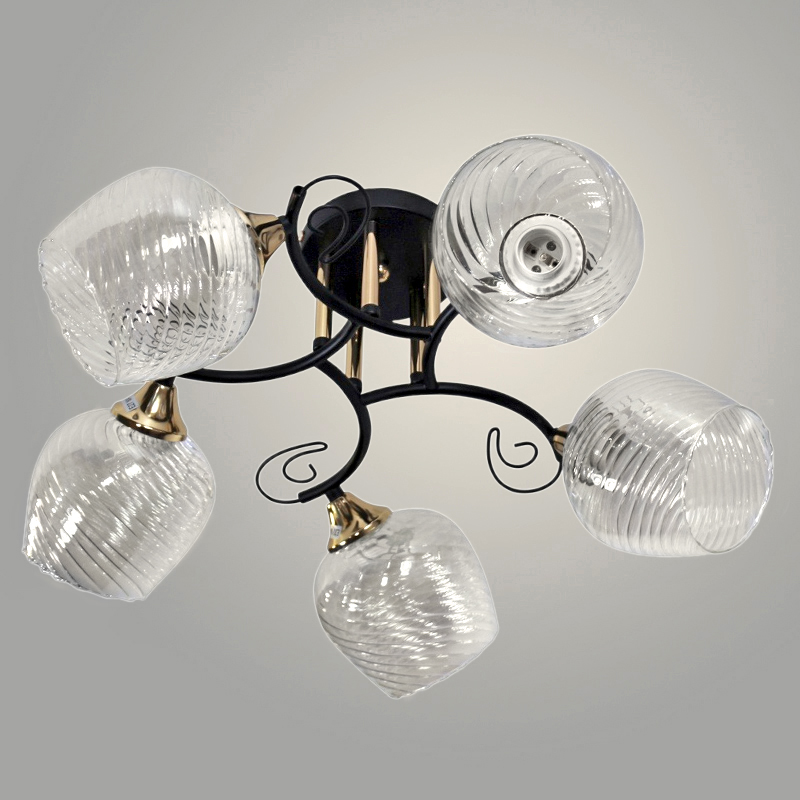 Люстра 11295-9/5 черный/золото (Плафон 8499) НПБ 01-5х60-155 Е27 5x60W Е27 d501 h253, 1005405537