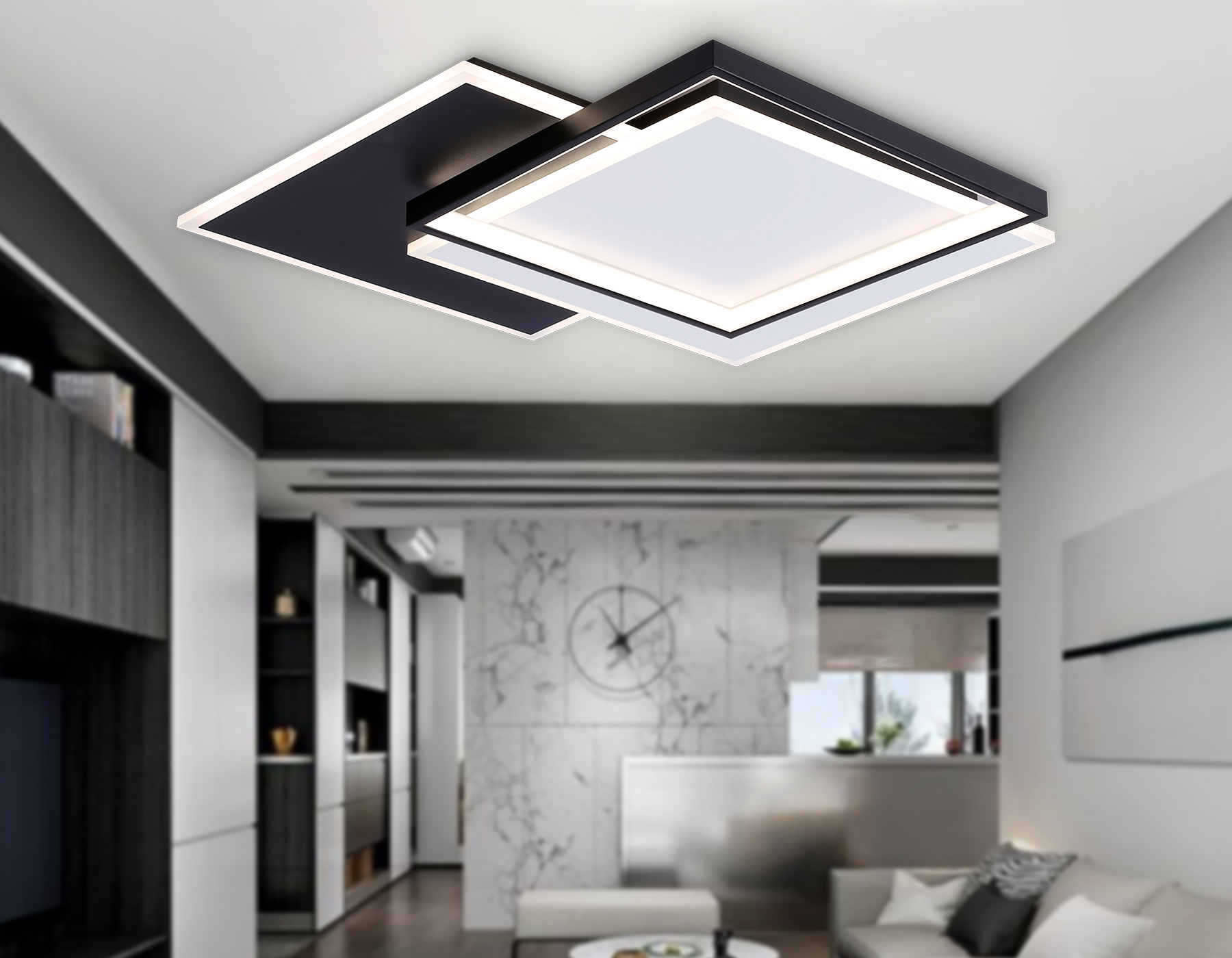 Светильник Ambrella FA7723 WH/BK белый/черный 3000K-6400K 82W 500*500*70 (ПДУ РАДИО 2.4G)