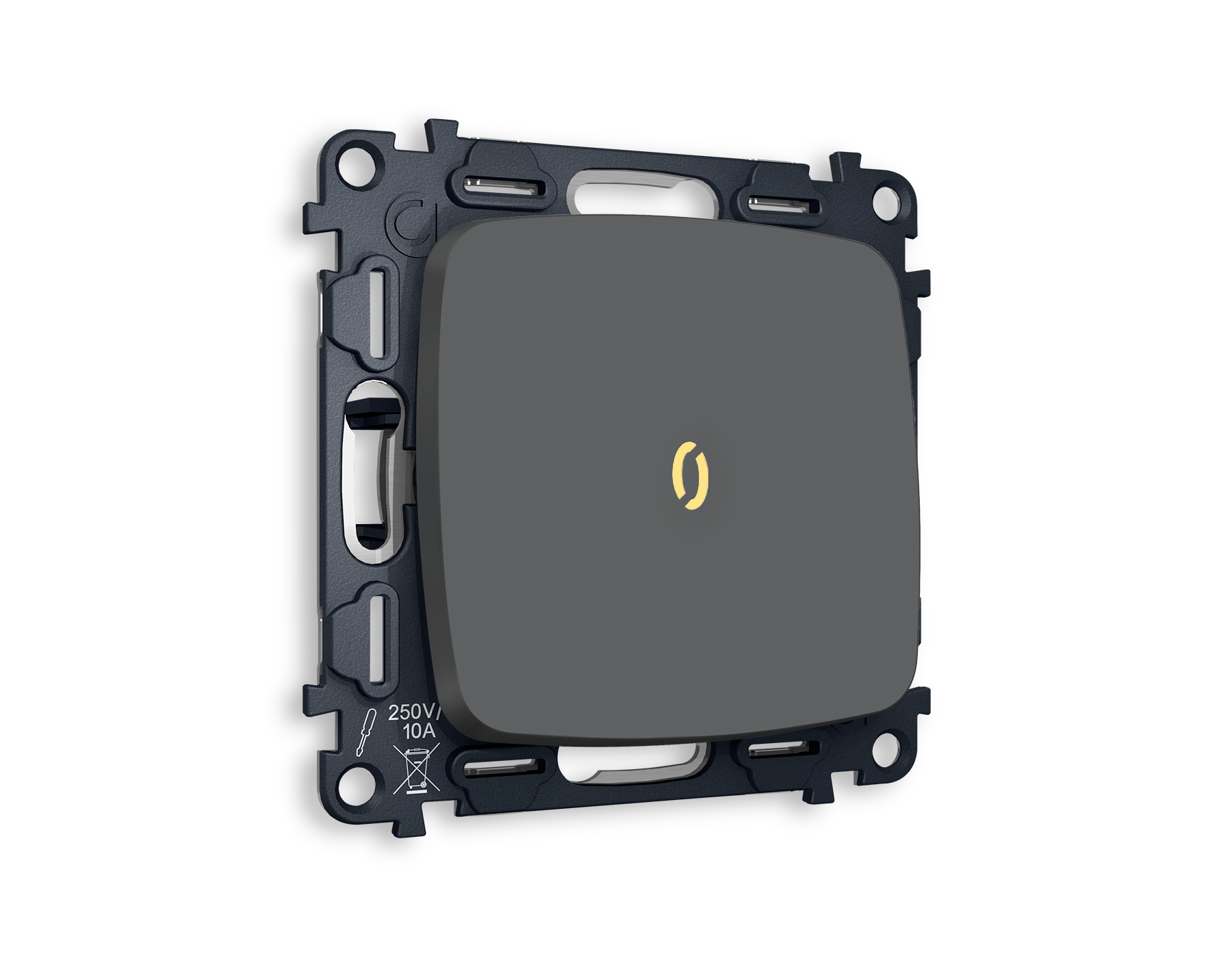 MO902030 Комплект механизма 1-кл прох.выкл подсв 3200K OMEGA Графит мяг/кас QUANT(OP9020,VM105,G22Y)