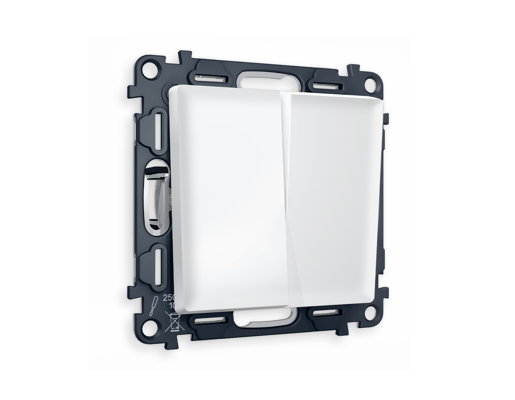 MA123010 Комплект механизма 2-кл выключателя ALFA Белый матовый QUANT (AP1230, VM115)