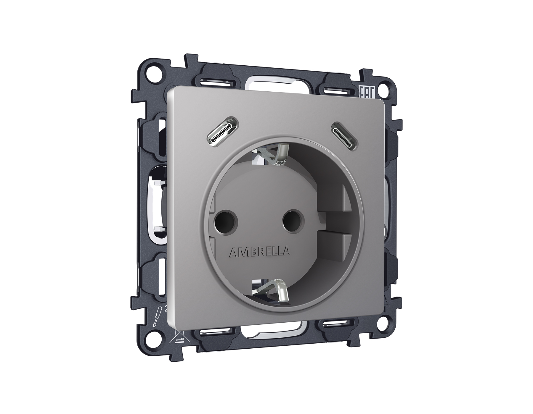 MA510510 Комплект механизма электрической розетки 2USB С+C 20W с/з на винтовых зажимах 16A-250V ALFA