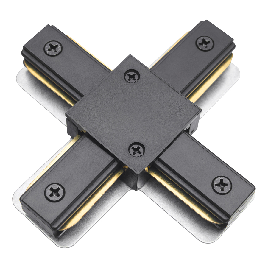 Коннектор для шинопровода Х- образный 1-фазный  G-1-TXT-IP20-B черный