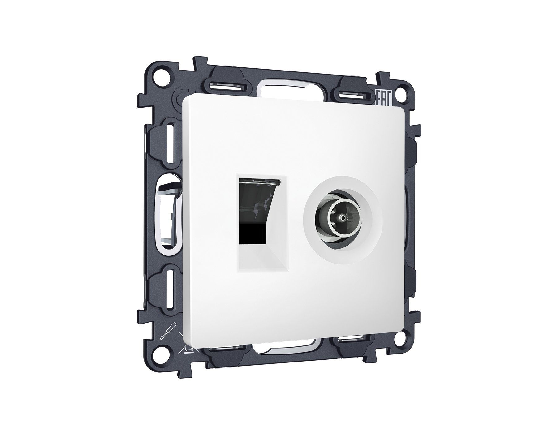 MA132510 Комплект механизма розетки компьютерной + TV оконечной RJ-45 с автоматической защитной штор