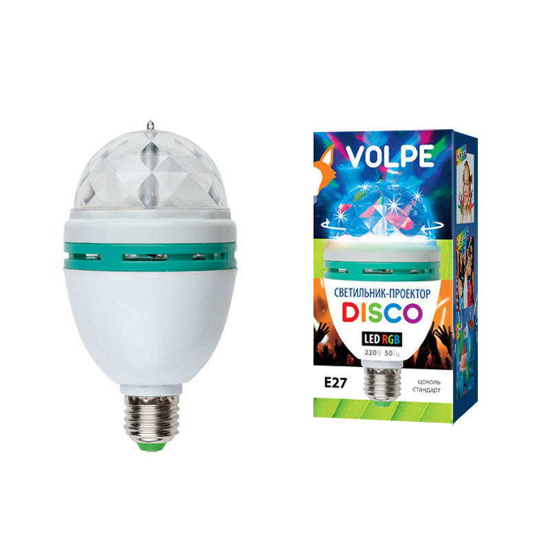 Светодиодный светильник-проектор VOLPE ULI-Q301 03W/RGB/E27 WHITE. Серия DISCO